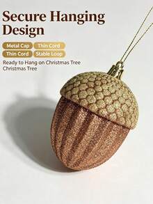 9pcs Christmas Tree Pine Cone Hanging Ornament Set, Plastic Material, Classic Style, Suitable For Christmas Tree Decoration Or Tabletop Display, Holiday Home And Party Decoration Choice - Multicolor - View 2