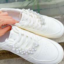 2pcs Silver Beaded Chain Accessories, Elegant Series White Sneakers Decoration, Flat Shoes Buckle, DIY Gift For Girlfriend - Silver - View 8