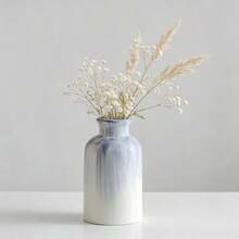 1pc Hand-Painted Blue Minimalist Style Ceramic Decorative Vase For Dried And Fresh Flowers, Living Room Floral Arrangement, Model Room Entryway Ornament, Desktop Floral Display, Small Flower Vessel - Multi-color - View 2