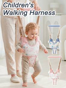 1pc Baby Walking Trainer, Toddler Walking Assistant Harness, Chest And Hip Support Design, Adjustable Shoulder Strap Length, Wide Top Handle For Parents To Help Baby Stand And Practice Walking, Cartoon Print Breathable Walking Gear, Suitable For Home Practice, Indoor Activities, Outdoor Walks And Baby Growth Stages - Multicolor - View 1