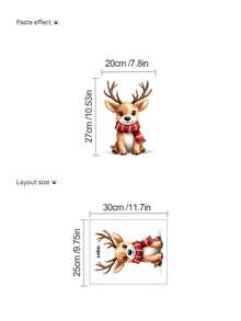 Christmas Cartoon Animal Gift Box Wall Stickers, Removable And Traceless PVC Decals, Cute Fox, Reindeer, And Bear Patterns, Home Decor For Living Room, Fridge, Glass Windows, And Rooms - Wall Stickers - View 12