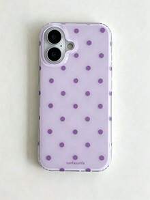 時尚手機殼，極簡可愛設計，黑白波點圖案，適用於 iPhone 11 至 17 系列，包含 Pro Max 版本 - 紫色 - 查看 3
