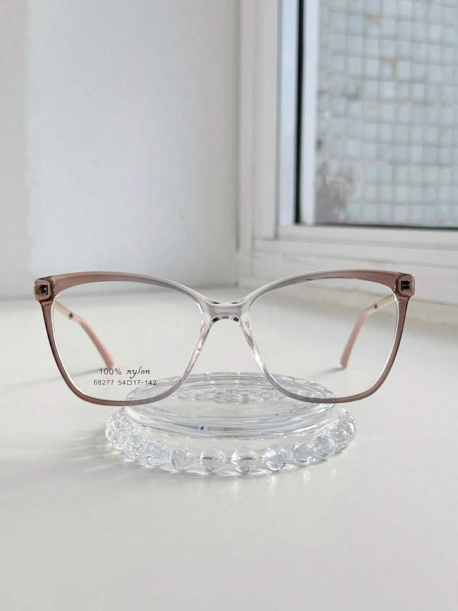 3-PIECE Women's Square Eyeglass Frame Kit NEW MODEL /1 Frame + 1 CASE + 1 CLOTH (Case, Cloth, And Chain Colors Are RANDOM) - Maroon - View 1
