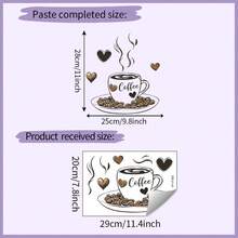 1pc Coffee And Coffee Beans Sketch Wall Sticker, Vinyl Removable Wall Decal For Room Decor, Home Background Decoration, Birthday Graduation Gift - Multicolor - View 6