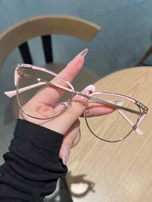 1PC Women's New High Definition Rhinestone Cat Eye Reading Glasses, Versatile Casual Daily Use For Computer, Reading, Gaming, Available In 100, 150, 200, 250, 300, 350, 400 Degrees - Transparent - View 3