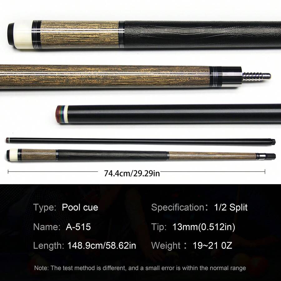 Billiard Pool Cue Stick, Glass Fiber Shaft With Leather Non‑Slip Grip, 13mm Tip & Stainless Steel Joint For Billiard Sports - Brown - View 1
