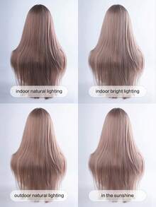 alicegarden 28-Inch Long Synthetic Wig Featuring A Natural Straight Style A Stunning Dusty Pink. Designed With Bangs , This False Hairpiece Is Perfect For Ms Daily Party Cosplay Use, Offering A Natural And Natural Durable Wig Gift For Ladies. - Dusty Pink - View 8