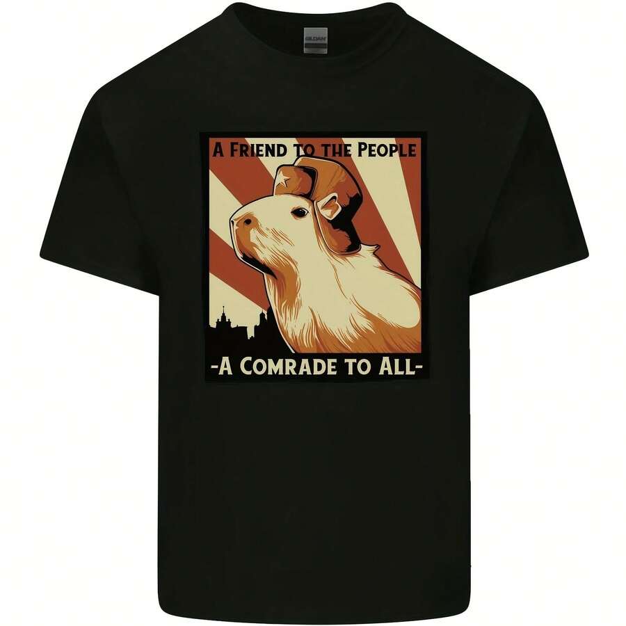 Capybara Comrade Mens Cotton T-Shirt Tee Top - 款式 - 查看 1