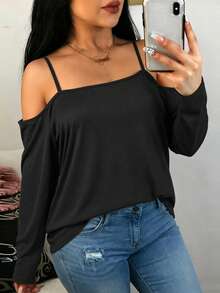 Women's Plus Size Solid Color Knit Fabric T-Shirt For Vacation Beach Summer - Black - View 1