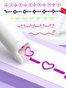 6pcs Fluorescent Wavy Ink Border Pens, Suitable For DIY Projects And Curved Marking, Versatile Use For School And Office, Random Colors, Back To School Creative Patterns, Party, Birthday Gift, Reward, New Year Gift - A - View 2