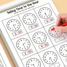 5 piezas Cuaderno de actividades para aprender a decir la hora para niños, libro de actividades de aprendizaje del reloj de 32 páginas, hojas de trabajo de práctica de reconocimiento del tiempo para preescolar y jardín de infancia, suministros educativos tempranos para el hogar, libro de aprendizaje Montessori para niños pequeños de 3 a 8 años - Multicolor - Ver 5