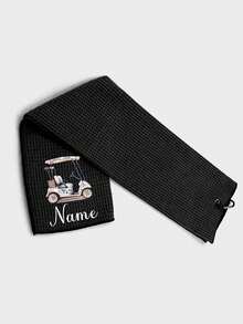 Personalized Golf Towel, Customizable Initial/Name And Floral Pattern, High-Quality Quick-Dry Sports Towel With Clip - Multicolor - View 12