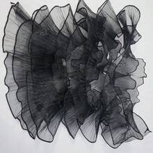 2 Yards Pleated Organza White Black Large Wave Ruffle Lace Trim - Black - View 4