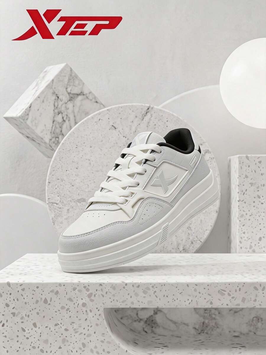 XTEP--Skate Shoes Men's Summer New Couple Shoes Black & White Versatile Casual Shoes Skateboard Sports Shoes Men's Canvas White/Moonstone Grey - Sail White/Moon Lime - View 1