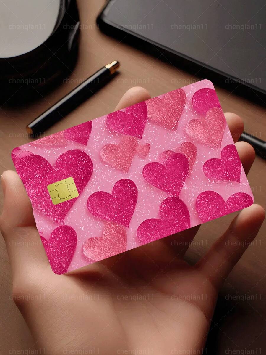 ملصق حماية خصوصية بطاقة الائتمان الرسمي بتصميم قلب وردي، 1 قطعة، هدية عيد ميلاد رومانسية، من مادة PVC مقاومة للبصمات والخدش والتآكل، غلاف بطاقة، مناسب للرجال والنساء والأزواج، لبطاقة الشريحة الصغيرة وبطاقة البنك، ملصق تزيين لبطاقة الائتمان وبطاقة المواصلات وبطاقة الحرم الجامعي للطلاب، DIY مخصص - النوع أ - مشاهدة 1