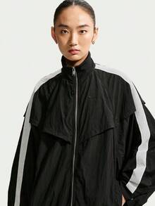Nike Women's Embroidered Colorblock Zip-Up Long Sleeve Sports Jacket Street Fashion - Black - View 3