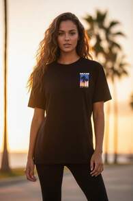 camiseta miami, camiseta de hombre, atuendos de verano, streetwear, top de algodón, camiseta de mujer, camiseta holgada blanca, top negro, regalo para hombre - Negro 1 - Ver 2
