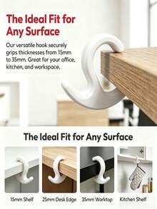 C-Shaped Desk Hook, No Installation Required, Non-Slip Storage Rack, Suitable For Backpacks, Handbags, Headphones And Kitchen Utensils, Fits 15–35mm Thick Desktops - Multicolor - View 1
