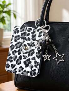 Dompet Kartu Motif Leopard Multi-Slot dengan Gantungan Kunci Pita Bintang, Dompet Koin Mini dengan Resleting, Dompet Kartu Tipis dengan Jendela ID, Dompet Kartu ID Portabel, Gantungan Tas, Tempat Kartu Kredit Y2K, Untuk Kartu ID, Kartu Transportasi, Uang Receh, Uang Tunai, Perlengkapan Perjalanan & Kembali ke Sekolah - MultiWarna - View 2