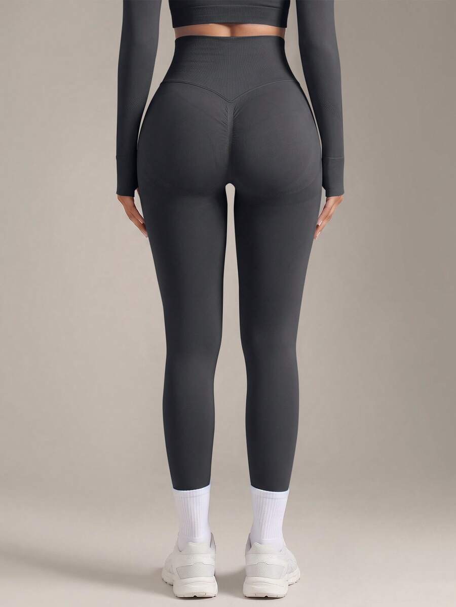 VVX High Waist Yoga Pants For Women , Tummy Control Ruched Butt Lifting Workout Pants For Daily Wear Jogging Cycling Pilates Gym - charcoal ash - View 1