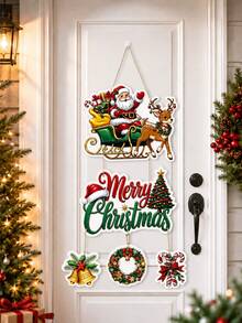1 Set Christmas Paper Door Hanging Decor, Santa Claus Chimney Blank Wreath Snowman Gingerbread Man Hanging Ornament, Christmas Decoration, Christmas Party Supplies, Christmas Wall Hanging Decor, Holiday Front Door Sign, Home Decor, Winter Decor, Christmas Decoration, Christmas Decoration - Multicolor - View 9