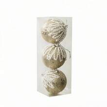 3 Pcs Christmas Ball Ornaments Set For Tree Sequin Decor Hanging Decor - Fluorescent Yellow - View 3