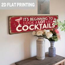 Vintage Style "Start Looking Like" Iron Wall Sign Red Brown Retro Bar Decor 4x16 Inches, With Martini Glass And Design, Suitable For Kitchen, Home, Living Room Decor, Statue, Halloween Home Decor, Apartment Decor, - Multicolor - View 6