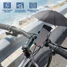 1PC Bicycle Phone Holder With Adjustable Shock-Absorbing Handlebar Clamp And Small Umbrella, Suitable For Bicycles, Motorcycles And Electric Scooters - Black - View 7