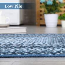 Techigher Modern Geometric Hallway Runner Rug, Washable Non Slip Kitchen Runner Mat, Soft Low Pile Runner Carpet For Entryway, Bedroom, Living Room - Gray-blue - View 8