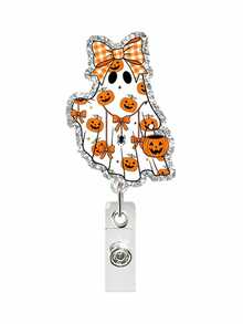 Pumpkin Ghost Retractable Badge Reel: Halloween Decoration, Acrylic Nurse ID Badge Clip, Party Name Tag & Party Favor - View 11