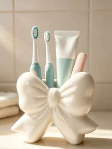 1pc Bow Design Toothbrush & Toothpaste Holder, Bathroom Sink Countertop Storage Rack, For Home Daily Use - Multicolor 1 - View 11
