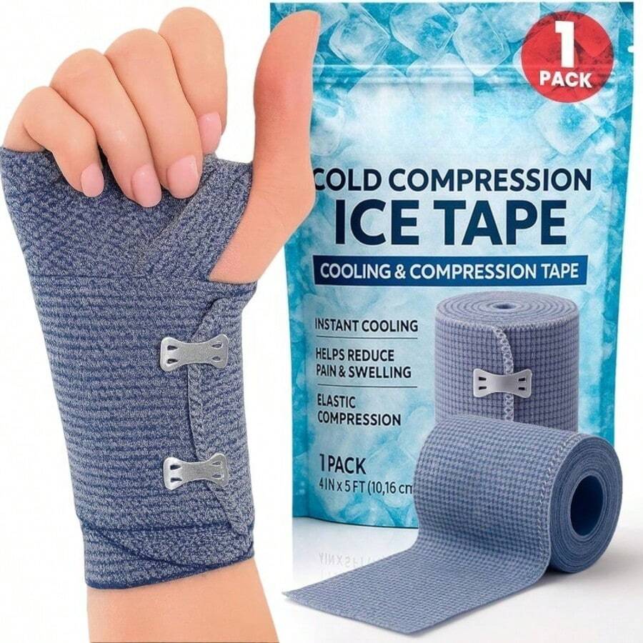 1pc Reusable Ice Compression Bandage, Sports Protection Cold Compress Wrap With Adjustable Strap And Buckle, Suitable For Knee, Calf, Wrist - Multicolor - View 1