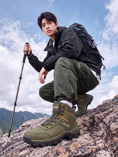 Men's Outdoor Thick Sole Non-Slip Hiking Boots, Long Distance Trekking Boots, Men's Casual Sports Shoes