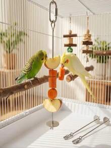 3pcs 17.5cm Stainless Steel Hanging Bird Food Fork - Durable Cage Accessory For Parrots And Small Birds, Fruit And Vegetable Holder, Bird Cage Accessory - A+B - View 1