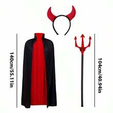Set Kostum Vampir Setan Gotik 3 Potong, Cocok untuk Halloween, Zombie, Malaikat Maut, Pesta Bertema Peran Setan, Unisex - MultiWarna - View 6