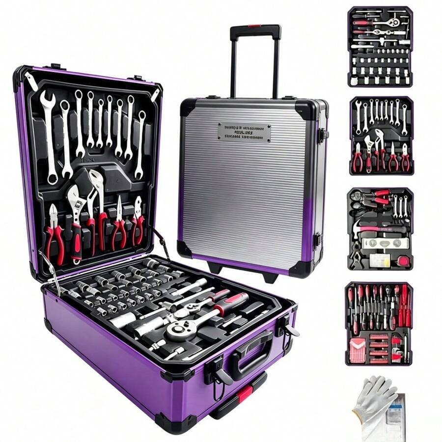 115/46pcs Professional Car Repair Tool Set: Portable, Durable And Easy To Use Ratchet Wrench Set - Suitable For Car, Boat, Motorcycle Repair, Home Industrial Maintenance - Includes Carrying Case - Multi-color - View 1