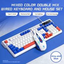 T-WOLF Gaming Wired Keyboard And Mouse Set, RGB Backlit 98-Key Color-Block Keyboard For Business Office And Gaming, 6-Button LED Illuminated Mouse - View 12