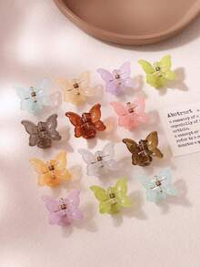 10/30/50入 秋冬限定版彩色綠色與咖啡色蝴蝶髮夾，女用迷你公主風瀏海/編髮髮夾髮飾 - 彩色 - 查看 6