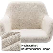 Hengming Faux Fur Swivel Vanity Chair, Height Adjustable For Bedroom & Home Office - 白色 - 查看 8