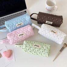 Unique Heart Polka Dot Handheld Pencil Case, Portable Minimalist Stationery Bag With Large Capacity Design, Suitable For Students To Store Various Learning Supplies And Small Items, Easy To Organize And Maintain For Daily Use And Office Desk Clutter - A - View 11