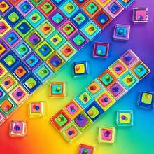 100/200g Dopamine Color Mosaic Glass Tiles, Modern Style 3D Effect Spray Painted Glass Blocks, Assorted Patterns And Colors Randomly Mixed Craft Materials, Suitable For Art Creation, Home Decor, Mosaic Inlay, Handmade DIY - DENGPAO - View 4