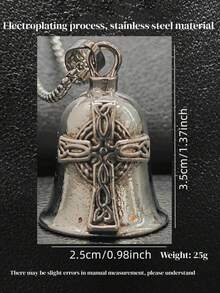 AD Angel Stainless Steel Evil Repellent Bell, Vintage Punk Riding Decor Bell, Light Gray Universal Mod Accessory For Motorcycle Bicycle Viking Cross - Viking Cross - View 6