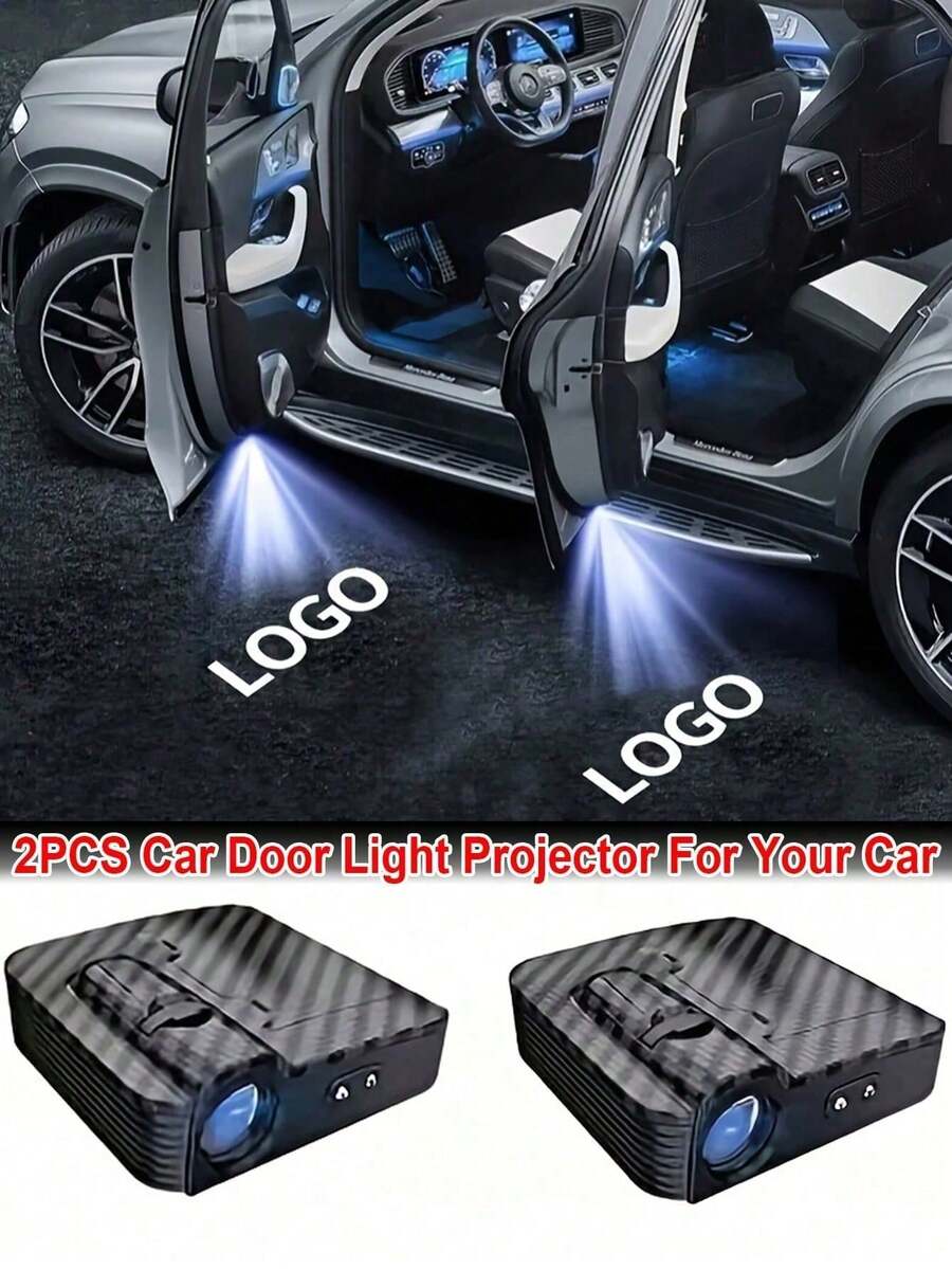 2 Wireless Car Door Light Projectors, For Projecting Car Logos - Battery Powered, Automatic Sensing Decorative Welcome Lights, Suitable For Most Car Models - Welcome Light - View 1