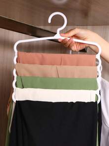 Wardrobe Storage Hangers, Plastic 5-Layer Scarf Hanger, Optional Upgraded Thickened Model, More Sturdy And Durable, Wardrobe Pants Hanger, Scarf Tie Storage Hanger - White - View 1
