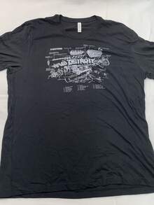 Detroit 248STUDIO Shirt Motor Parts List Motorcity Graphic Black Tee Size XL - 款式 - 查看 1