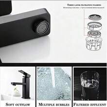 Black / Bathroom Faucets Hot And Cold Mixer Faucets Vanity Bathroom Kitchen Deck Mounted Bathroom Sink Faucets - Black - View 3