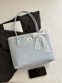 Premium Large Capacity Handbag For Women, Fashionable Versatile Casual Minimalist Commuter Shoulder Tote Bag - Blue - View 4
