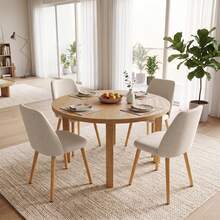 Goeurvant Modern Ergonomic Dining Chair With Curved Backrest - Set Of 2 / Set Of 4 / Set Of 6 - Beige - View 3
