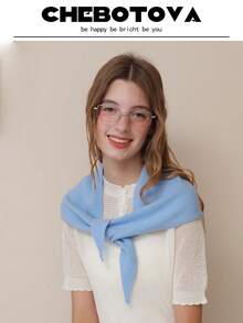 1PC Autumn Decorative Solid Color Wool Knit Triangle Scarf Women's Outerwear Fake Collar Decorative Air-Conditioned Room Scarf Fashion Shawl - Multicolor - View 10