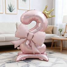 2pcs 42 Inch Blue Base Crown Number Foil Balloon With 21 Inch Pink Bow Balloon, Valentine's Day Birthday Wedding Party Gathering Decoration Balloons - View 18